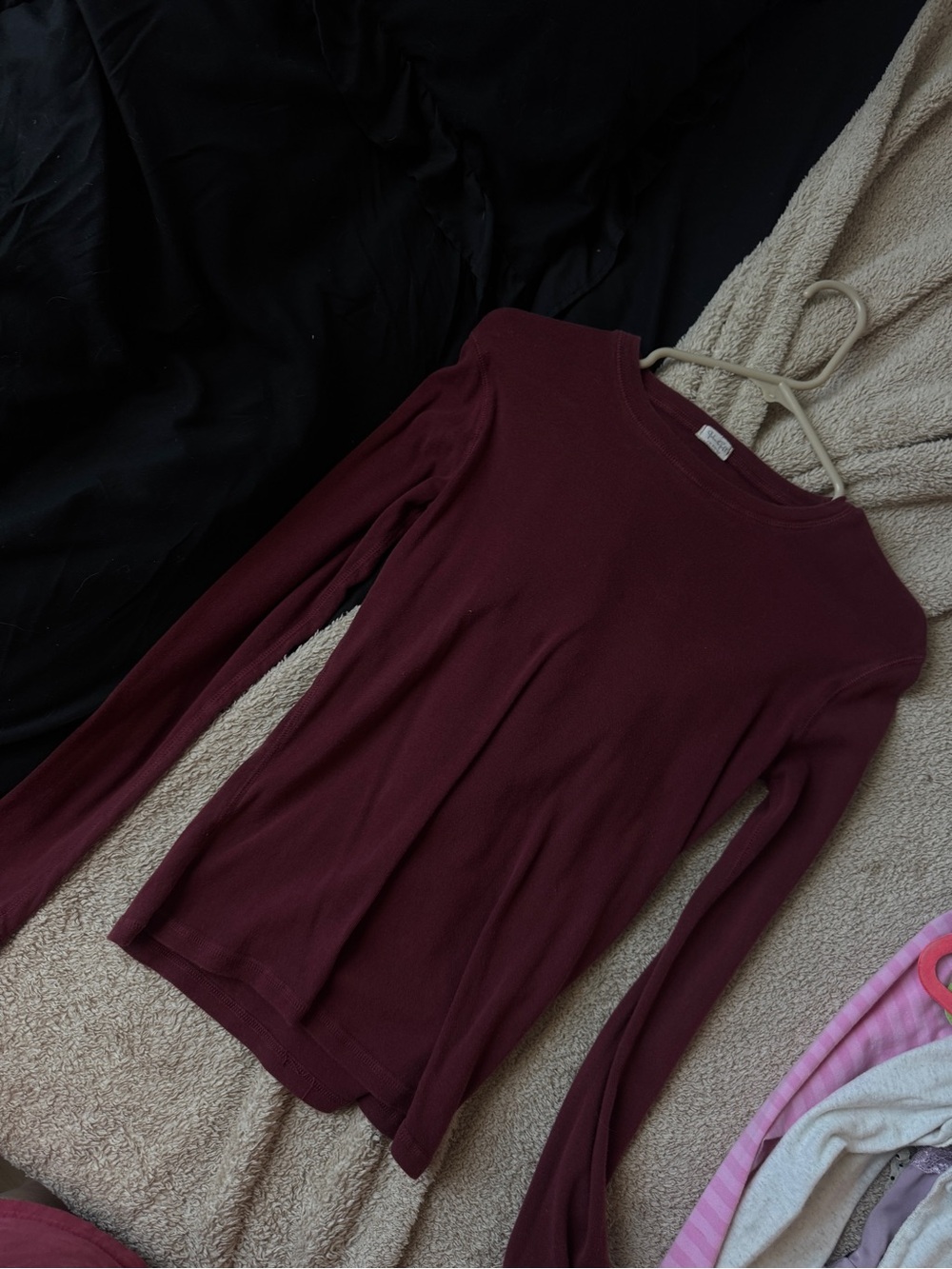 Brandy Melville Long Sleeve Crewneck Top — Deep Wine